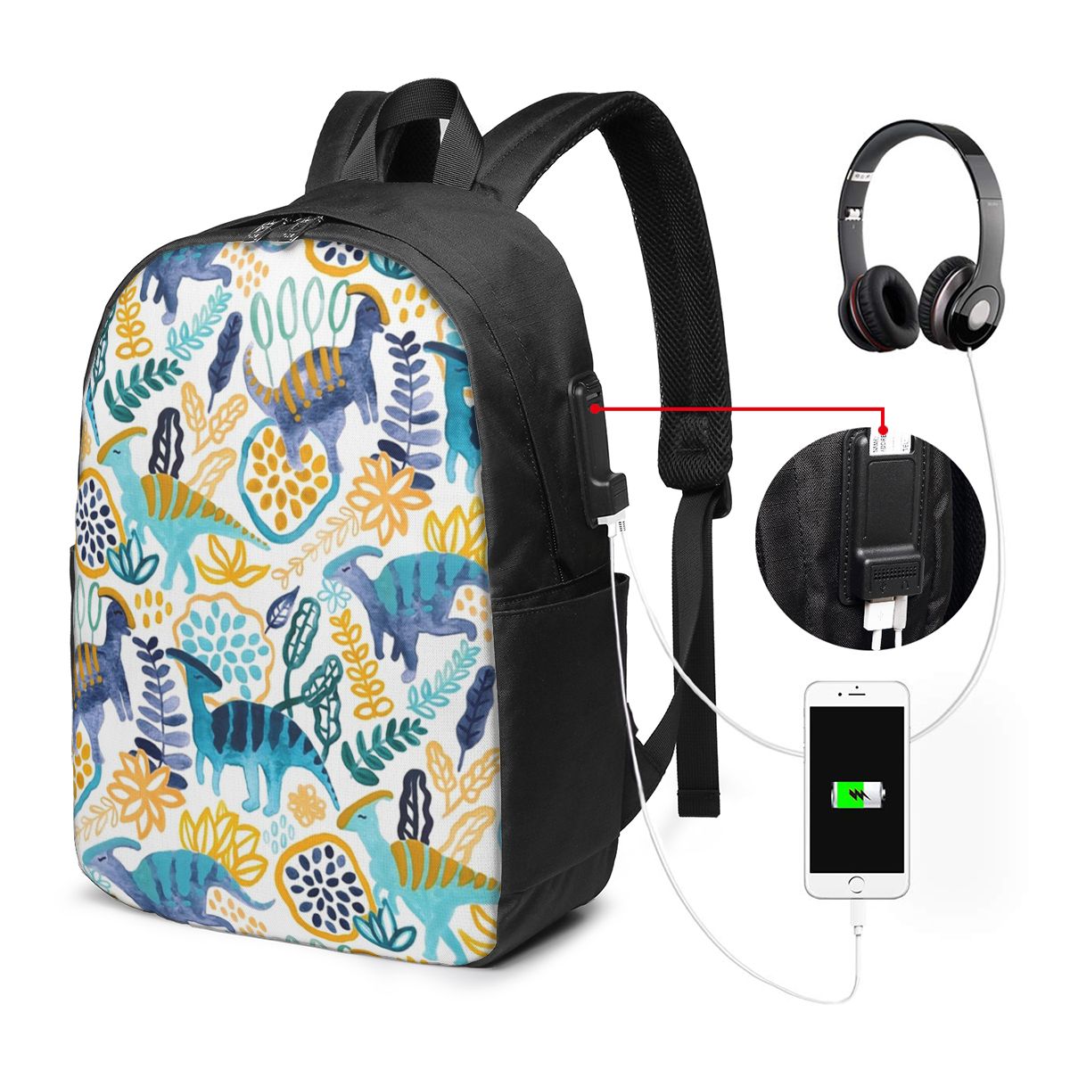 Laptops - ガッシュパラサウロロフスバックパック旅行ノートブックバッグコンピュータ大学生スクールバッグラップトップショルダーバッグ男性女性用