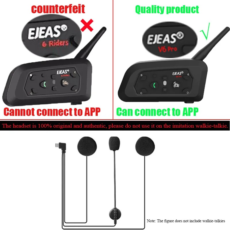 EJEAS-V6 proオートバイ用ヘルメットヘッドセット, - Headphones のレビューと価格
